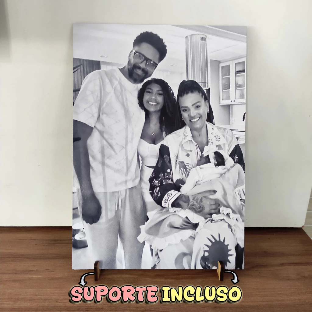 Kit quadrinhos personalizados com sua foto suporte para enfeite placa estante sala quarto