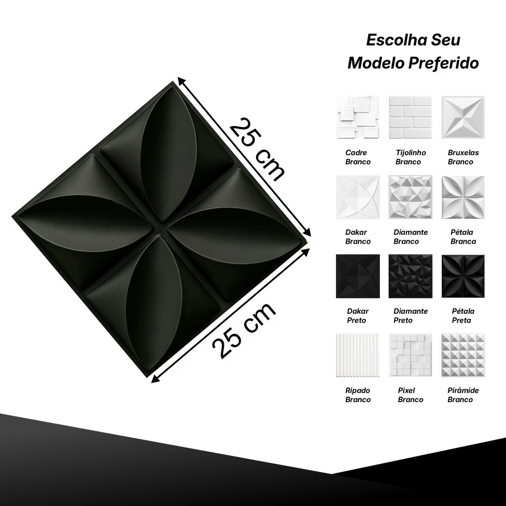 Kit 200|100|50 Placas PVC Revestimento 3D Decoracão Para Parede 25x25 cm
