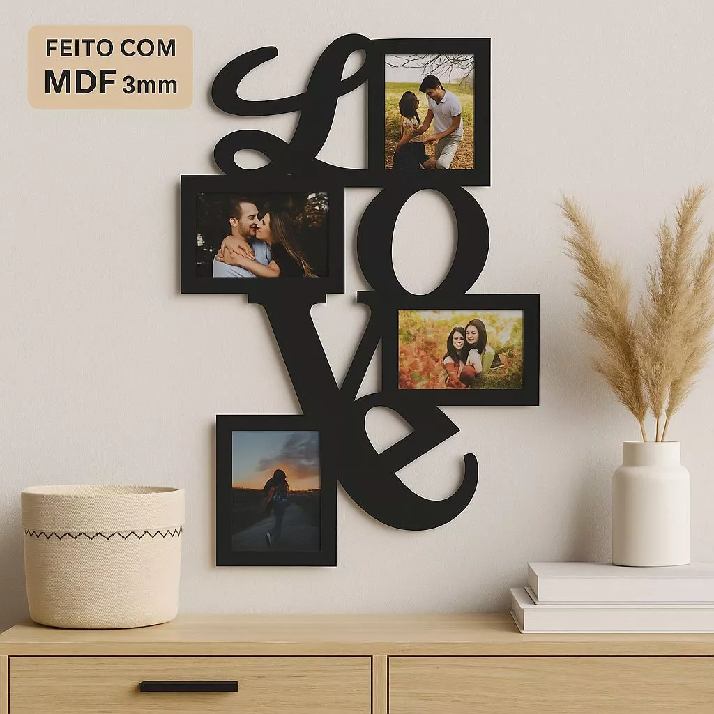 Quadro mural de fotos 10x15 4 fotos namorado amor love PROMOÇÃO