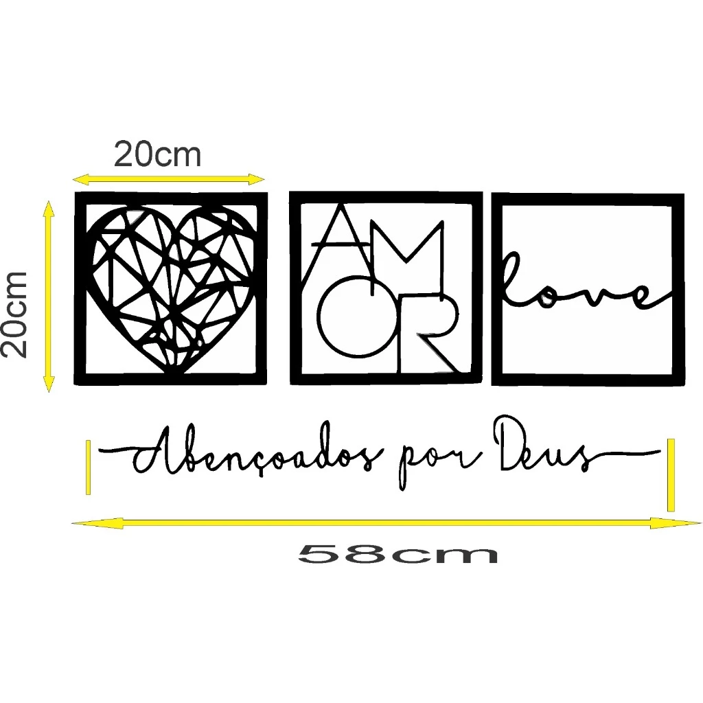 Kit Plaquinhas Decorativos para Parede Quarto Sala mdf Preto 4 Unidades Frases