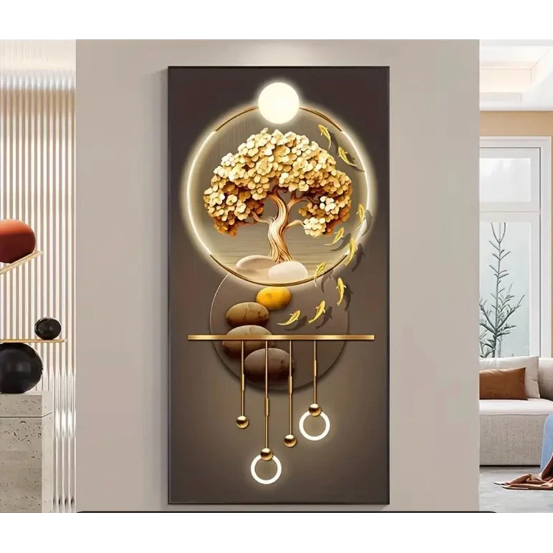 Quadro decorativo Árvore da Vida Dourada com Arte 3D Para Sala Quarto 1 Peça