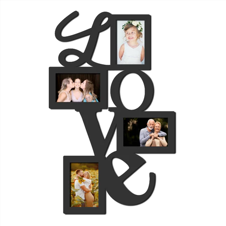 Moldura Porta Retrato para 4 Fotos Love Quadro de parede