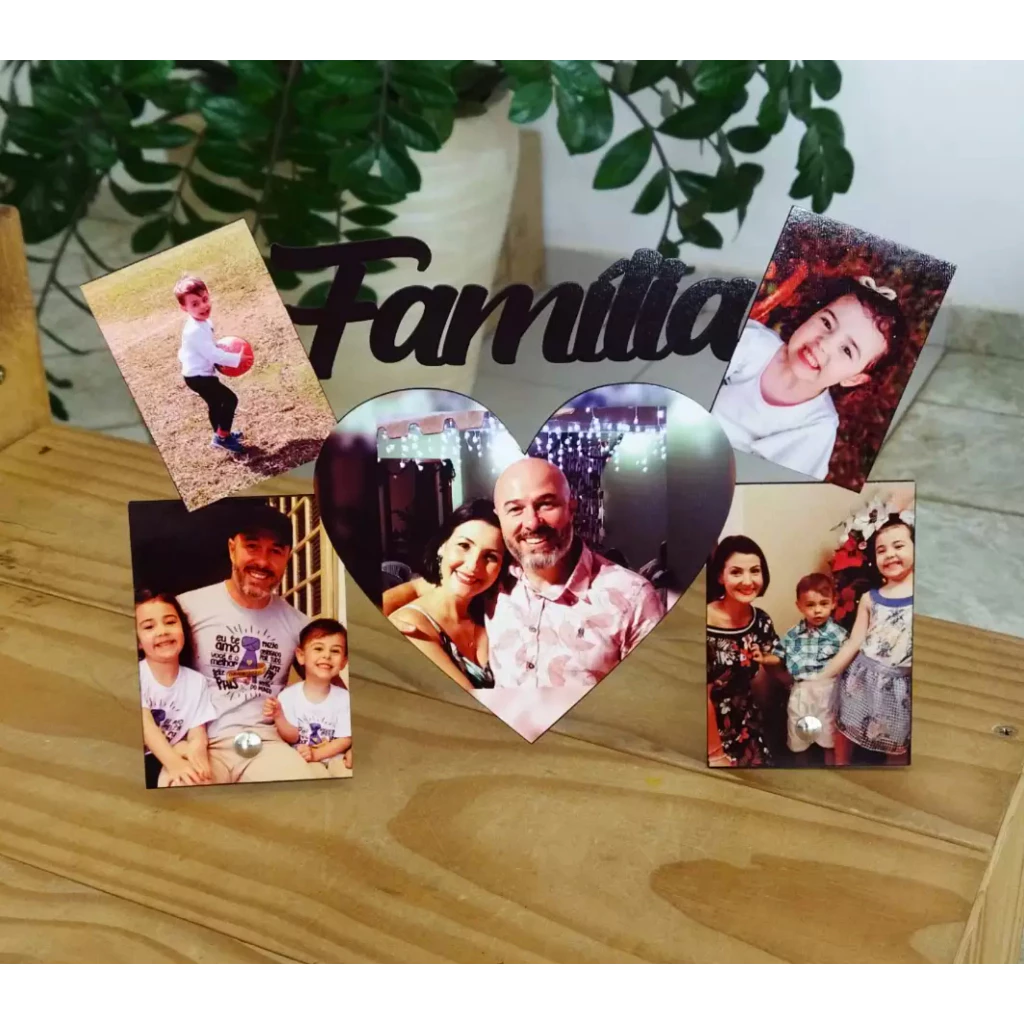 Porta Retrato de Mesa MDF Família Pai Mãe Filhos Personalizado com Foto